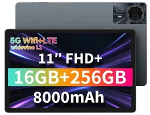 【11 インチ Android タブレット 2025 新】ODEA S11 オデア ｜16GB RAM+256GB+1TB TF 拡張｜8 コア T606｜8000mAh バッテリー｜Widevine L1 認証（Netflix/YouTube）4G LTE+5G Wi-Fi+GPS｜GMS 認証済 Type-C+BT5.0 + ワイヤレスプ
