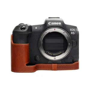 Canon EOS R5 Mark II 専用 レザー ケース Volcano ボルケーノ TP Original カメラケース おしゃれ 本革 牛革 速写ケース ボディーハーフケース 底面開閉 バッテリー交換可能 キャノン イオス TB06EOSR52-LB