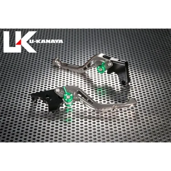 ユーカナヤ YZF-R6 GPタイプ アルミ削り出しビレットショートレバー（レバーカラー：チタン） 調整アジャスターカラー チタン U-KANAYA