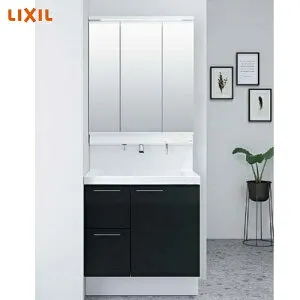 【最大3万円クーポン配布中★27日09:59まで】LIXIL リクシル 洗面化粧台 クレヴィ 間口750 奥行500タイプ [Crevi15] 3面鏡 ディープグレー セットプラン おしゃれ ドレッサー 4トン配送 メーカー直送