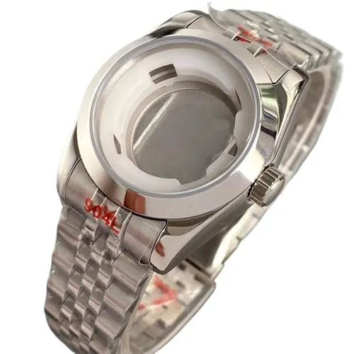 1個 31mm サファイア ステンレススチール 腕時計ケース NH05 自動巻きムーブメント レディース腕時計アクセサリー 100m 防水(B Glass Flat Band)