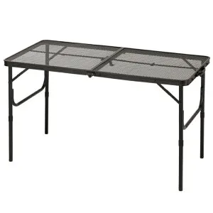 BUNDOK(バンドック) フォールディング パンチング テーブル M BD-171 アイアン 耐熱 アウトドア ブラック 耐荷重30kg 持ち運びハンドル