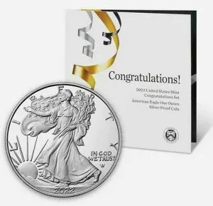2022 W $1 シルバー イーグル、政府パッケージ付きおめでとうセット!