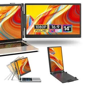 Laptomoデュアルモニター14インチモバイルモニター持ち運IPSパネルポータブルデュアルディスプレイFHD1080Pノートパソコンモニタ拡張2画面び軽量、に適用ノートパソコン13-17インチUSB-C/HDMIポ…