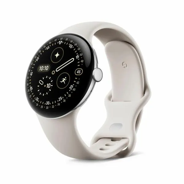 Google Pixel Watch 4 Wi-Fiモデル 45mm GA09308-US [Polished Silver アルミケース/Porcelain アクティブ バンド][ラッピング可] R-LOGI
