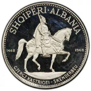 1969 アルバニア 10 レーケ スカンデルベグの死 PCGS PR64DCAM KM 50.2 最高級の既知のレア!