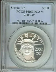 2003-W $100 イーグル像 リバティ プラチナ PCGS PR69 PF69 プルーフ !!!
