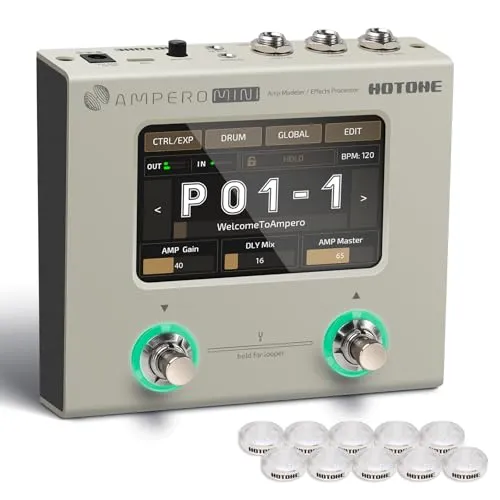HOTONE マルチエフェクトプロセッサ ペダル ギター ベース アンプ モデリング IR キャビネット シミュレーション 多言語 マルチエフェクト エクスプレッションペダル付き ステレオ OTG USB オーディオインターフェース Ampero Mini