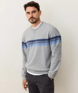 マリーン レイヤー メンズ アウター パーカー・スウェット クルーネック フリース Marine Layer Men's Cloud 9 Fleece Relaxed Crewneck Heather Grey/Multi Stripe グレー