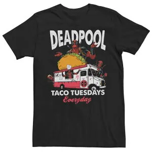 アニメキャラクター レディース トップス Tシャツ Licensed Character Men's Marvel Comics Deadpool Taco Tuesday Everyday Tee Black ブラック
