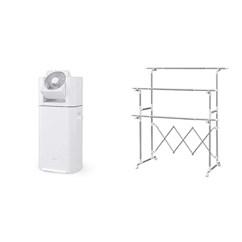 【セット買い】 アイリスオーヤマ 除湿機 サーキュレーター 衣類乾燥 除湿量 5L デシカント方式 ホワイト/グレー IJD-I50-WH ＋ 組み立て簡単たっぷり物干し H-MH1518N シルバー