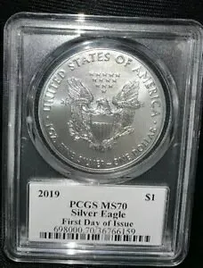 2019年 シルバーイーグル PCGS MS70 発行初日 トーマス・クリーブランド アローズ OBO