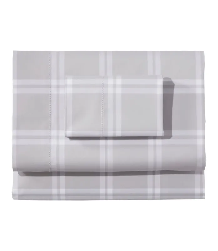 280 スレッドカウント・ピマ・コットン・パーケール・シーツ・セット、ウインドウペーン／280-Thread-Count Pima Cotton Percale Sheet Set, Windowpane