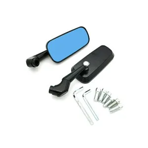 ホンダ ホンダ クロスカブ スーパーカブ ハンターカブ リトルカブ CC110 CC50 CT125 C125 バイクミラー アルミ製 左右セット ブラック 四角形 CNC ミラー ブルーガラス ブラック カスタム 改造パー