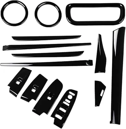 [Javelith] 新型ヴェゼル に適合 For Vezel 2代目 RV系 2021年～ ハザードボタン＋フロント エアコン送風口カバー＋ドアウインドー ボタンパネルカバー 調整スイッチ＋インナードアモールコンソールガーニッシュ 14ｐｃｓ (ピアノブ