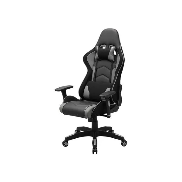 【メーカー直送】サンワサプライ ゲーミングスタイルチェア グレー SNC-L18GY【代引不可】【お客様組立】レザータイプ ゲーミングチェア オフィスチェア