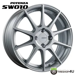 【最大P25倍】 ホイール4本セット 15インチ BRIDESTONE POTENZA SW010 15x5.0J 4/100 +45 シャイニングシルバー SS新品ホイール4本価格 [送料無料]軽自動車 タント スペーシア ワゴンR などブリヂストン ポ