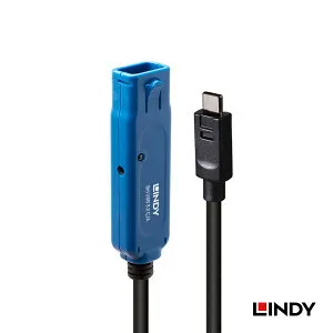 LINDY 8m USB3.2 Gen1 Type-C to Type-A オス/メス アクティブ延長ケーブル 8m USB 延長ケーブル Type-C to Type-A USB3.2 Gen1 5Gbps 変換 延長 アクティブ リピーター ケーブル 信号増幅 抜け防止 フック付 給電ポ