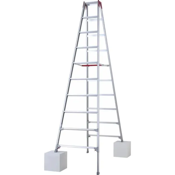 長谷川工業 (ハセガワ) RYZ-30d 脚伸縮専用脚立 10尺 ワンタッチバー 10段 天板高さ2.82～3.13m シルバー 専用脚立 アルミ製 作業用脚立