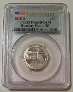 2015 S クラッド ボンベイ フック NP クォーター プルーフ PR69 DCAM PCGS ファースト ストライク *-