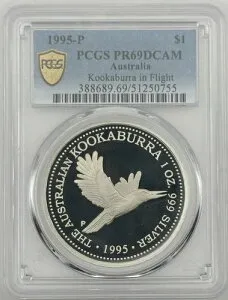 1995年 オーストラリア 1ドル 1オンス シルバー プルーフ クッカバラ コイン ? PCGS PR69 DCAM ? POP 19