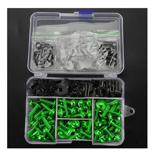 フェアリングボルト オートバイフェアリングボルトスクリュー に適合するR1250RT R1250RS R1250R R1250GS用 CNCアルミニウムキット ナットクリップ パーツ ボディワーク レンチ ワッシャー 替えネジワッシャー(緑)