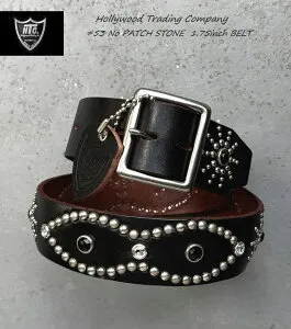 HTC ハリウッドトレーディングカンパニー スタッズベルト ♯53 ノーパッチ StudsBelt No Patch Black/silver/Black 1.75HollywoodTradingCompany made in USA ブラック アメリカ製