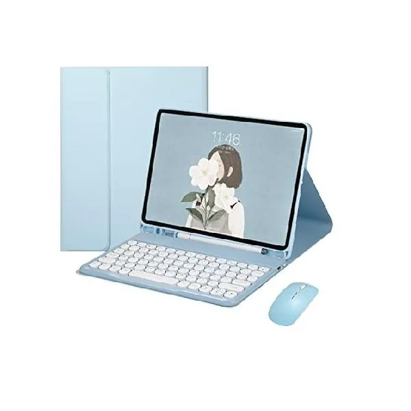 QYiiD Keyboard Case for iPad mini 6 2021 (8.3 Inch), Soft TPU Back Cover with Pencil Holder ＆ Magnetically Wireless Detachable Round Keys Ke_並行輸入