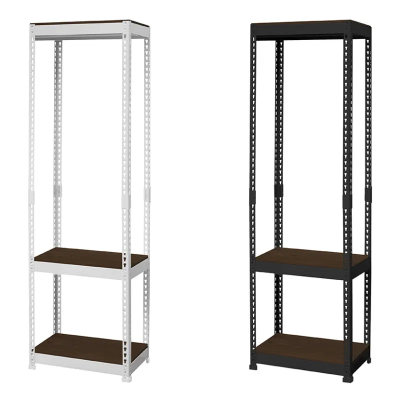 メタル&ウッドラック ハンガーバー付きラック 耐荷重170kg(棚板1枚あたり50kg) 収納 クローゼット 幅510×奥行410×高さ1800mm