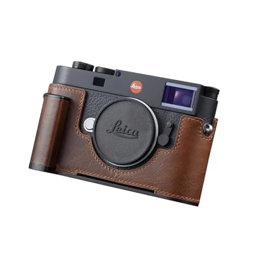SIUTATDSH カメラハーフケース Leica M11/M11-P用 ビンテージメタル 本革 カメラ保護ケース スタイリッシュ ポータブル 耐衝撃 (コーヒー色)