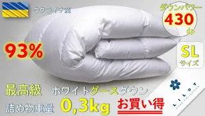 【在庫処分、スーパーセール半額OFF】羽毛布団 ホワイトグースダウン93％ シングルロングサイズ ウクライナ製 夏 150×210cm グース93％ 生地 綿100％