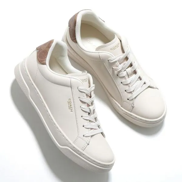 COACH コーチ スニーカー HIGH LINE LTH SNK ハイライン CCN69 レディース ローカット レザー 3cm シューズ 靴 XH8/CHALK-BROWN-KHAKI