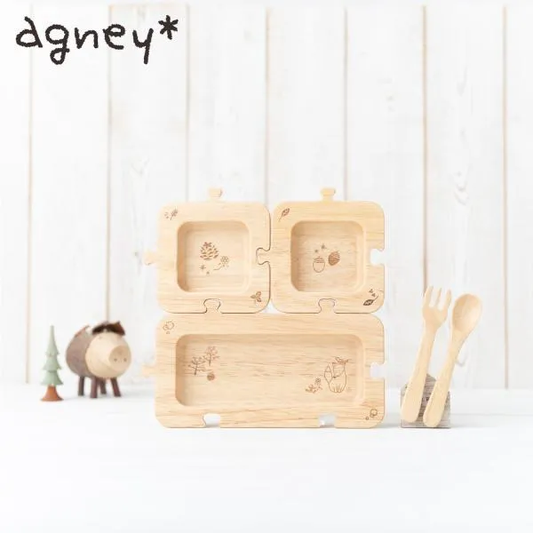 アグニー agney 子供 食器セット ワンプレート スプーン フォーク 3点セット 男の子 女の子 ベビー 赤ちゃん 食洗器対応 森のジグソープレート AG-601S