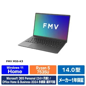 富士通 14型WUXGA/Ryzen 5/Radeon 660M/メモリ16GB/約256GB SSD/WiFi 6E FMV Note M ブライトブラック FMVM55K3BA [FMVM55K3BA]【RNH】【MPAP】