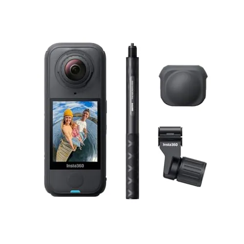 Insta360 X4 Air スキーキット（グラファイト・ブラック） - 軽量165g 8K 360度全景カメラ、見えない自撮り棒効果、交換可能レンズ、撮影後フレーミング、ウインドガード内蔵、FlowState手ブレ補正、AI搭載アプリ