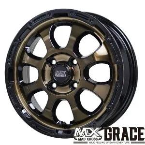 【アルミホイール単品4本価格】【14インチ】【MAD CROSS GRACE】【マッドクロス グレイス】【14X4.5J 4穴 PCD：100】【軽自動車用】ハスラー、EKクロス、軽トラカスタムなど表示は4本価格です