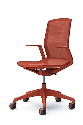 オカムラ シナーラ オフィスチェア テレワーク 在宅勤務対応 肘付 ウレタンキャスター オレンジレッド CD77WK-F2X6