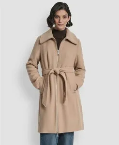 ダナ キャラン ニューヨーク レディース アウター ジャケット・ブルゾン コート DKNY Women's Collared Neck Belted Coat P/XS-XXL Light Camel キャメル