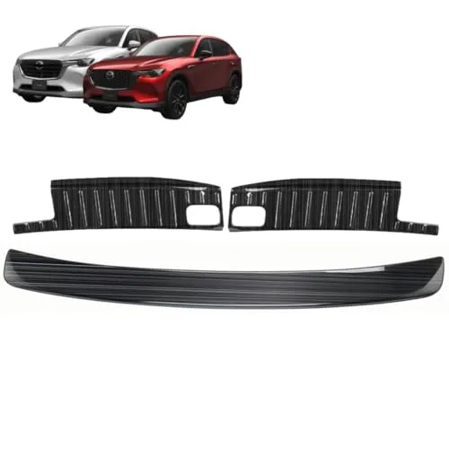 【Aobexalt】「マツダ CX-60 CX60 KH系 2022年～」に対応 リアバンパーカバー キズ防止プロテクター テールゲットステップガード パネル アクセサリー カーパーツ (ヘアラインブラック, セット)