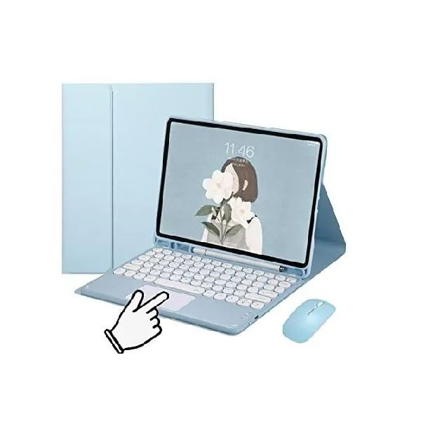 Galaxy Tab S6 Lite 10.4 inch 2024/2022/2020 Touch Keyboard Cover with Mouse Cute Round Keys Touchpad Slim Smart Magnetic Detachable BT Keyboa_並行輸入