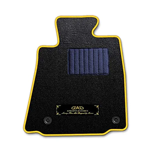 DAD ギャルソン D.A.D エグゼクティブ フロアマット SUZUKI (スズキ) Xbee クロスビー 型式: MN71S 1台分 GARSON エレガントデザインブラック/オーバーロック(ふちどり)カラー : イエロー/刺繍 : ゴールド/ヒールパ