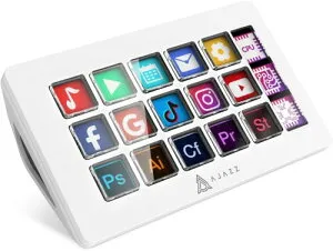 MAMBASNAKE x AJAZZ AKP153スタジオデッキ、ストリームコントローラー、15マクロキー、OBS、Twitch、YouTubeなどのアプリやソフトウェアでアクションをトリガー、ライブストリーミング、写真、ビ