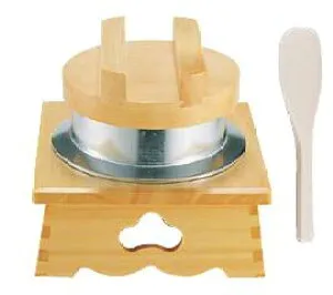 ご自宅で、簡単本格釜飯を！ 桧 釜めしセット 180×180×H155mm しゃもじ付 (1-2164-0701)