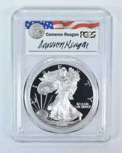 2000-P アメリカン シルバー イーグル キャメロン レーガン サイン入り PR69 DCAM PCGS