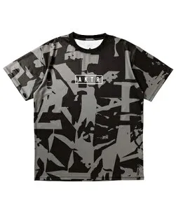 バスケットTシャツ ウェア アクター AKTR CUT-UP CAMO AKTR LOGO SPORTS TEE BLACK 【MEN'S】