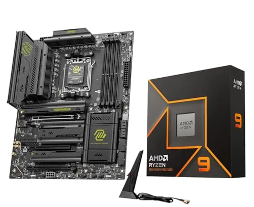 Micro Center AMD Ryzen 9 9950X CPUプロセッサー MSI MAG X870E Tomahawk WiFi ATX マザーボード (DDR5、PCIe 5.0 x16、M2 Gen5、Wi-Fi 7、5G LAN)