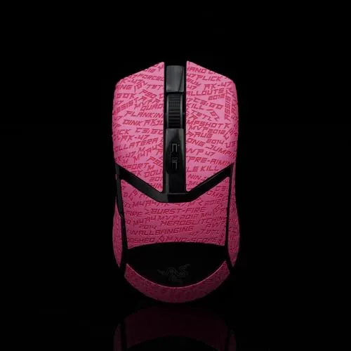 Hokeyio Razer Cobra/Cobra Pro用グリップテープ - 滑り止め 強化されたコントロール 汗を吸う ソフトレザー フルカバー FPSゲームグリップを向上 [カット済み] CSレターピンク