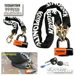 ☆1年保証 盗難見舞金付【KRIPTONITE】NYチェーン＆EV4ディスクロック《999515》 NY Chain100cm & EV4 Disc Lock クリプトナイト ロック チェーンロック 南京錠 【バイク用品】