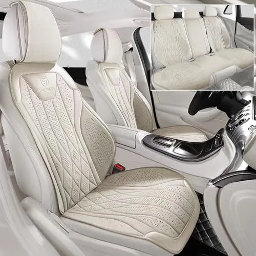 メルセデスベンツ Cクラス に適用 シートカバー 保護マット 車 シート保護 滑り止め 通気 圧迫感軽減 暑さ対策 涼しい 洗える 内装カスタムパーツ オールシーズン対応 簡単取付 ベージュ 前席と後席（フルセット） 13Pセット ZDC7-RS-09