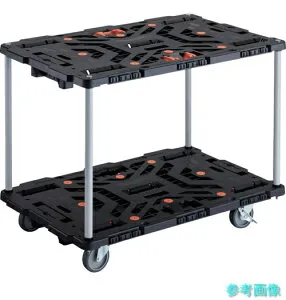 TRUSCO BT920J5S2-E100T 連結式樹脂製2段台車 ビートル 900X600 自在5輪 内2輪ストッパー付 とめたろう付 ハンドルなし